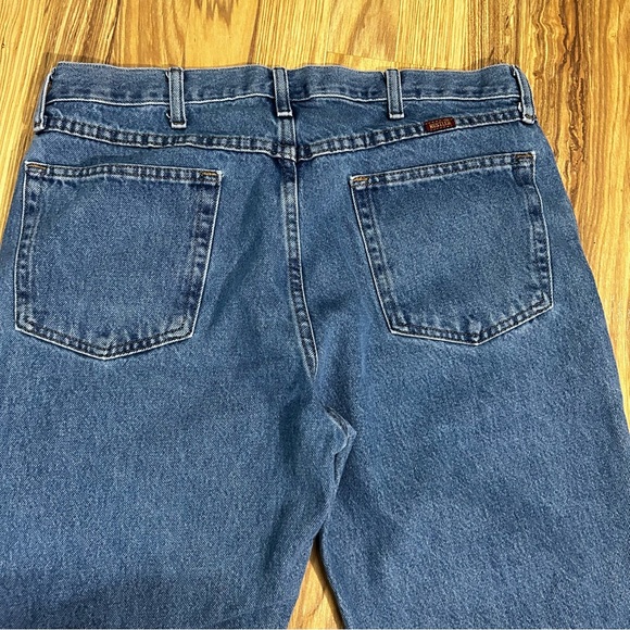 RUSTLER Blue Denim Straight Leg 4 Pocket Mens Jeans Size 36 X 29 #130273 - Picture 7 of 8